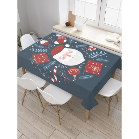 The tablecloth "Happy Santa Claus", rectangular, Saten, size 120x145 cm