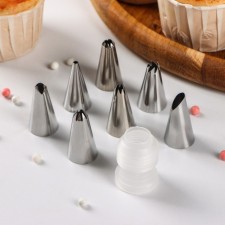 A set of pastry troops, d = 1.6 cm, nozzles 7 pcs, adapter 1 pc, mix nozzles