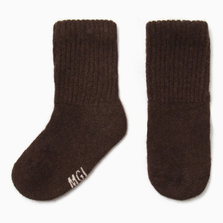 Children's socks with yak down, chocolate color, size 4 (4-5 years)