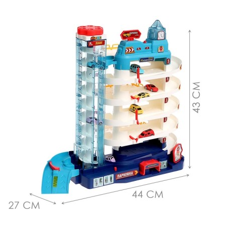 Parking "City", with an elevator, 5 levels, 8 cars, light and sound effects-1