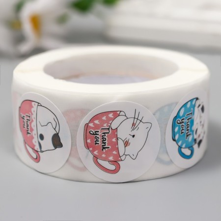 Stick Paper "Cat in a circle" d = 2.5 cm 500 pcs in a roll 3x6.5x6.5 cm-2