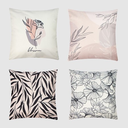 A set of decorative pillowcases "Blossom" - 4 pcs, 40x40 cm, velor