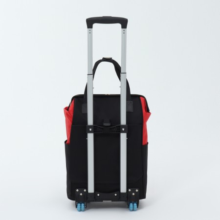 Road bag on wheels, outer pocket, black/red color-1