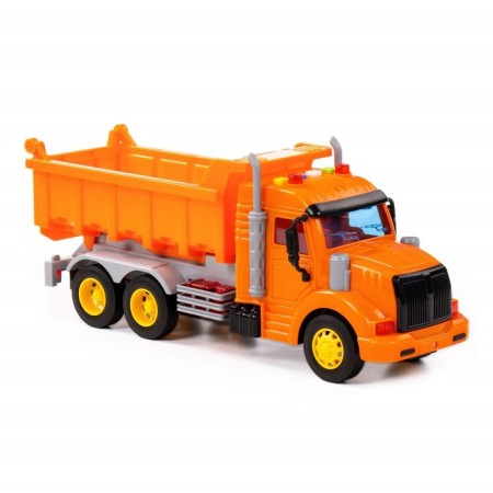 The "pros" dump truck inertial, light and sound effects, color orange color-4