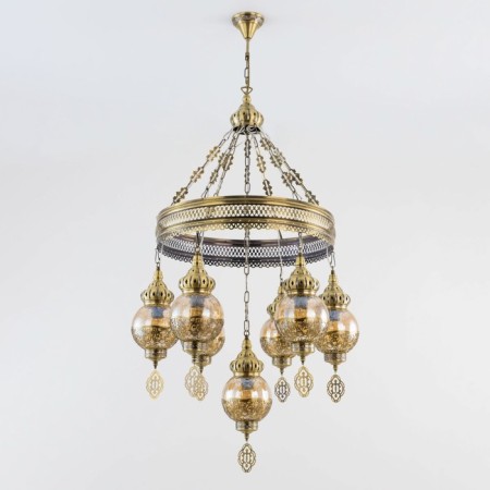 Suspended chandelier Citilux "Cairo" CL419163, 56x56x100 cm, 7x75W, e27, brown color-9
