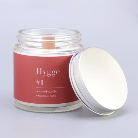 Aromatic candle "Hygge" #1 cherry mousse, soy wax, in a bank, 90 g-9