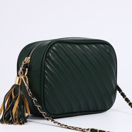 Bag Cross-Bodi with a zipper, green color-2