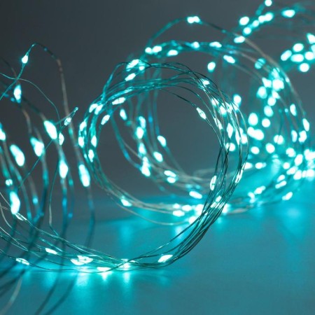 Garland "Curtain" 2.8 × 3 m dew on hooks, with a remote control, IP20, silver thread, 300 LED, glow aquamarine, 8 modes, USB-2