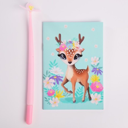 Gift set for the girl "Olenenok", wallet, notebook, pen-2