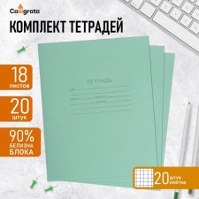 A set of notebooks of 20 pieces, 18 sheets in the cage of the Green Cover PDA, OFSET block, whiteness 90%