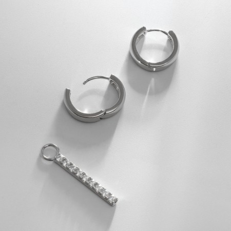 Earrings with Xuping rhinestones with a suspension, white color in silver-1