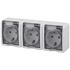 Roset 3x2p+E IP54, 16A-250V, OU, Era Expert, White