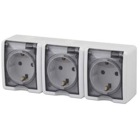 Roset 3x2p+E IP54, 16A-250V, OU, Era Expert, White