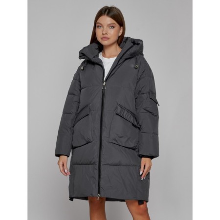 Coat insulated winter female, size 48, dark gray color-7