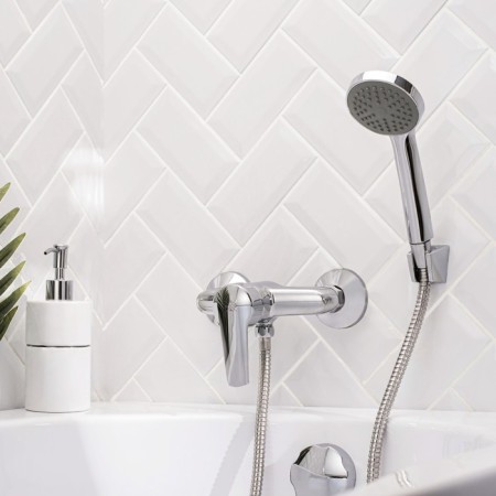 Shower mixer RMS SL50-003, one-leaf, with a shower set, chrome-1