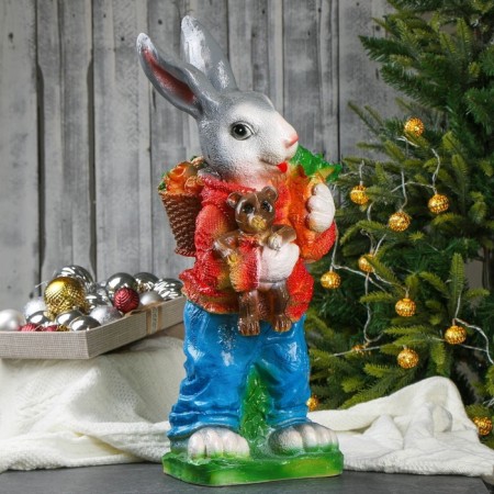 Garden figure "Hare with Mishka" 57cm mix-5