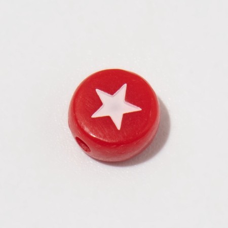 Acrylic bead "Star", 7 × 4 mm, set 10 g, red-white color-2