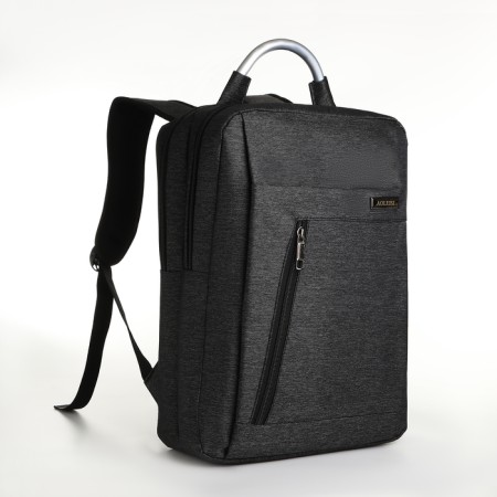 City backpack on a zipper, 2 pockets, with USB, black color-2