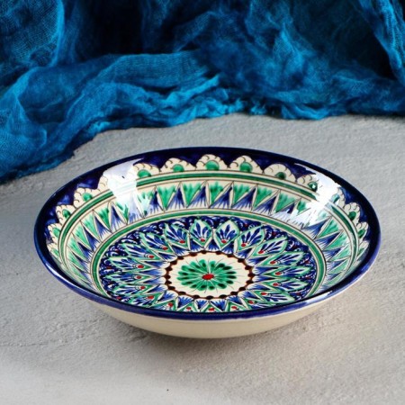 The plate of the Rishtan ceramics "Patterns", blue, deep, mix, 20 cm