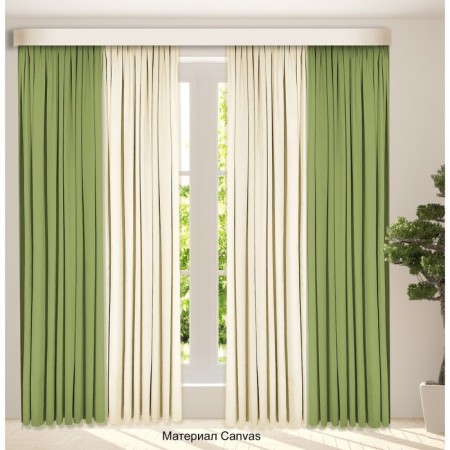 Set of curtains "Canvas", size 200x260 cm, 2 pcs, olive color, milk-1