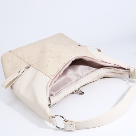 Bag-mech "Golden Rain" on lightning, 3 outer pockets, long belt, beige color-6