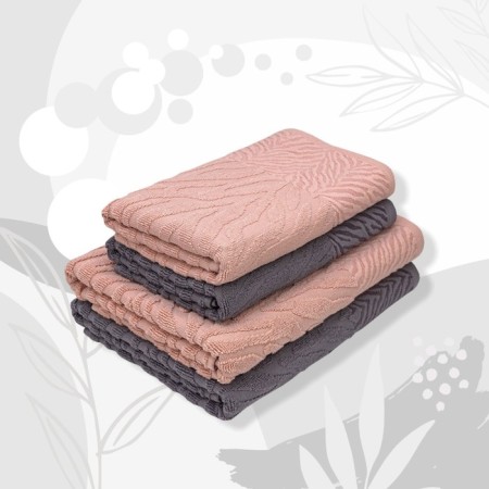 Set of towels "Jacquard", size 50x80 cm - 2 pcs, 70x130 cm - 2 pcs, color peach-1