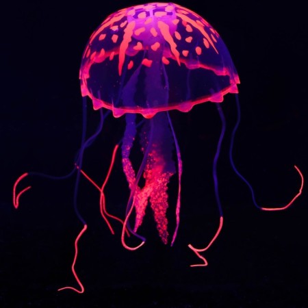 Decor for the Aquarium "Medusa" Silicone, with a neon effect, 10 x 10 x 20.5 cm, pink-1