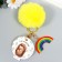 Fluffy on a ring with a carbine, metal "Rainbow" yellow 12x6 cm