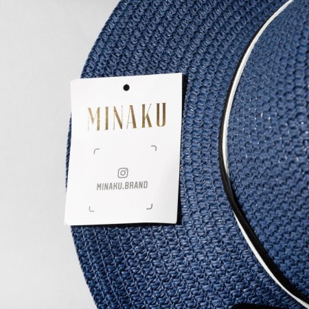 Hat with a bow Minaku dark blue color, rr 56-58-4