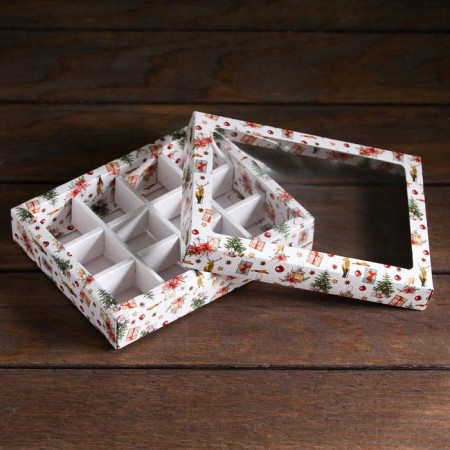 New Year. Box for sweets 12 pcs "Christmas evening", 19 x 15 x 3.6 cm-3