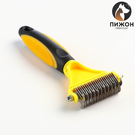 Tool for stripping double-sided with frequent teeth, 23 x 12 cm, black and yellow