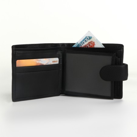 Male purse on the button, black color-4
