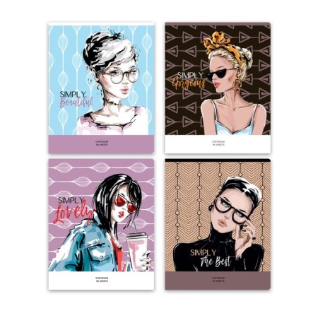 A notebook of 96 sheets in the Simply The Best cage, cover coated cardboard, glossy lamination, offset block, mix