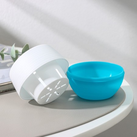 Pot for flowers with the Podon "Japan", 125 ml, d = 8 cm, h = 6.5 cm, white-turquoise color-2