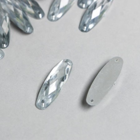 Decor for creativity Plastic "Rhound oval. Silver" set of 50 pcs 0.8x2.8 cm-1