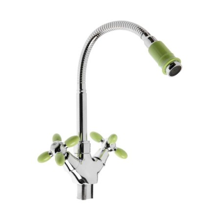 Everest Kitchen Comer B58-071E, two-wound, high spout, nut, chrome/green-1