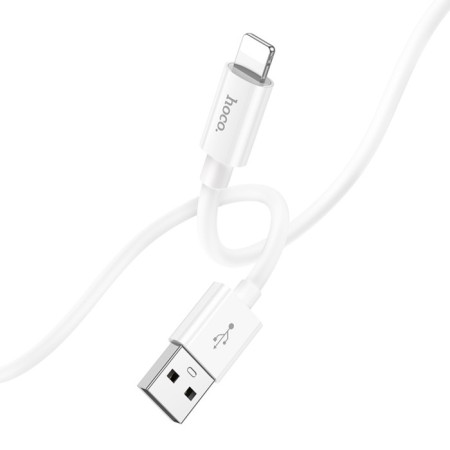 Hoco X87, Lightning cable - USB, 2.4 A, 1 m, braid silicone, white