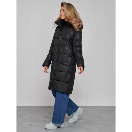 Coat insulated winter female, size 42, black color-2