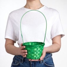 Wicker basket, bamboo, green, medium
