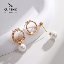 Earrings with pearls Xuping Art Nouveau, white color in gold
