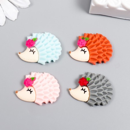 Decor for creativity Plastic "Hedgehog with Flower" mix 2.5x3 cm
