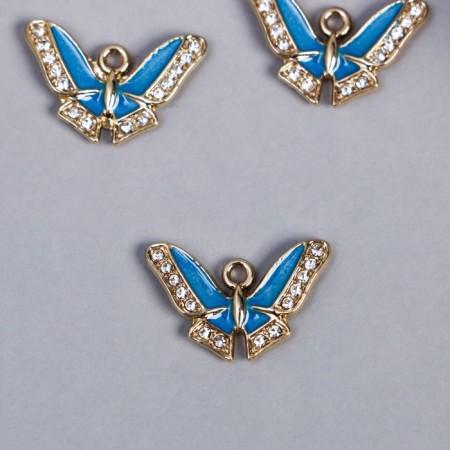 Decor for creativity Metal "Butterfly with blue wings" rhinestones 1.4x2 cm