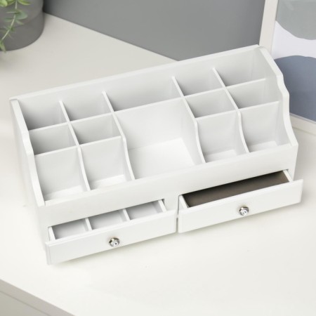 Casket Wood for Jewelry and Cosmetics 2 Boxes White 35x16.5x17 cm-5
