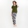 Female set (T -shirt/pants), khaki color/leaves, size 56