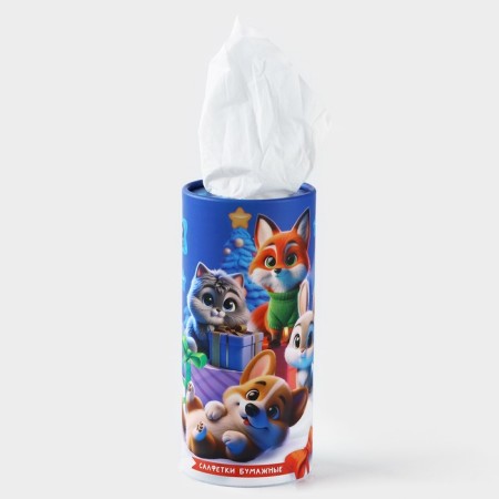 Paper napkins in the tube "New Year! Animals ", 50 pcs, two -layer-2