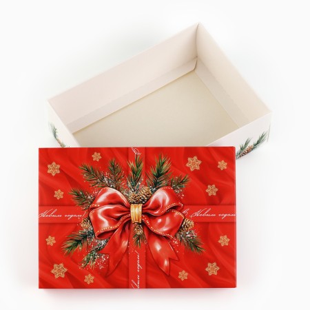 Folding box "Happy New Year", bow, 21 x 15 x 7 cm, new year-3
