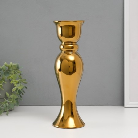 Ceramics candlestick per 1 candle "Voal" d = 1.5 cm gold 9.8x9.8x30.5 cm-1