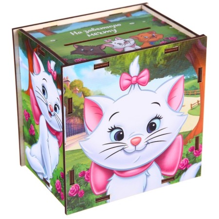 Wooden piggy bank with numbers, 12x12x8.6 cm, cats aristocrats-2