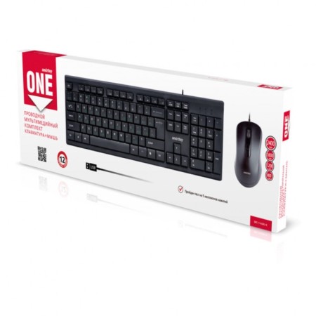 The keyboard set and the mouse Smartbuy One 114282, wire, membranes, 2400 dpi, USB, black-2