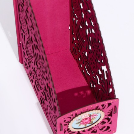 Papers stand "Summer flowers", gold, 9.5x18.5x24.5 cm, MDF-3